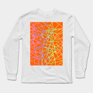 Orange With Color Scribbles Long Sleeve T-Shirt